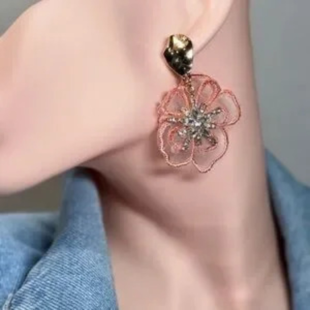 Light Pink and Floral Design Earrings